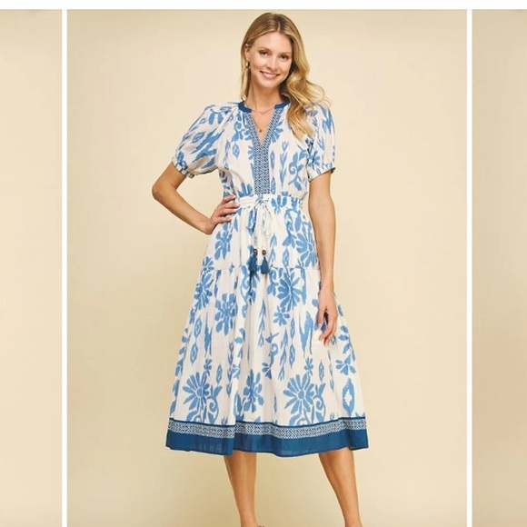 Pinch Dresses & Skirts - Pinch Blue and White Floral Midi Dress - NWT - Medium